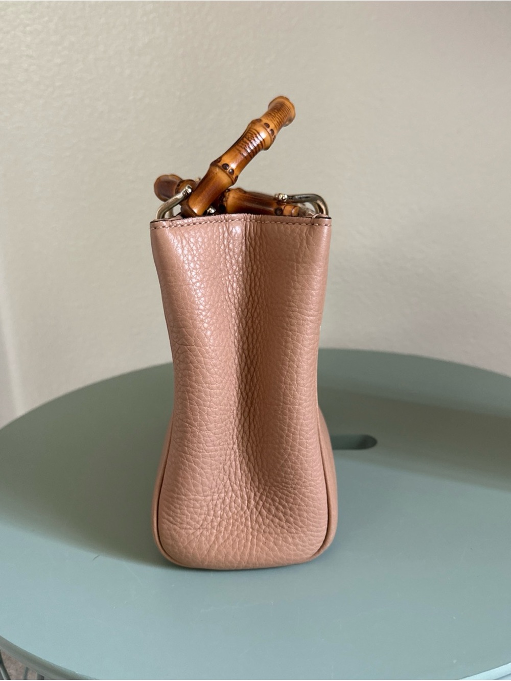 Gucci Pebbled Leather Bamboo-Handle Satchel in Dusty Rose/nude - Picture 4 of 8